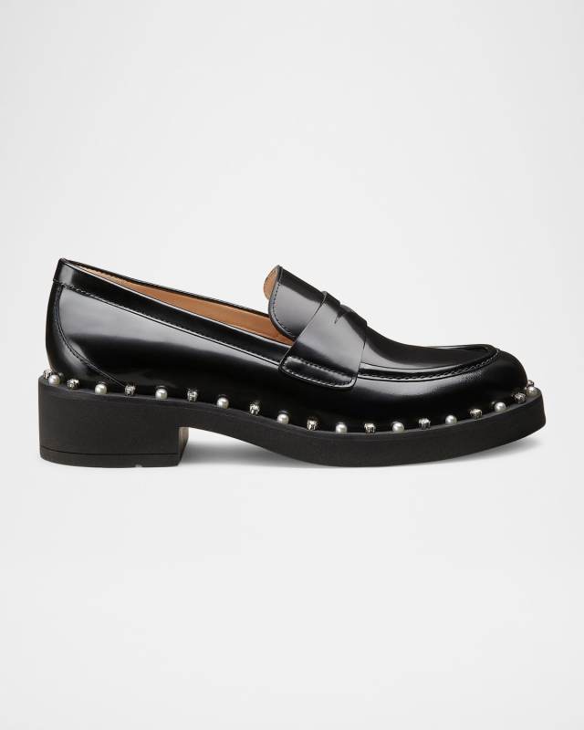 Reverie Leather Pearly Accent Loafers